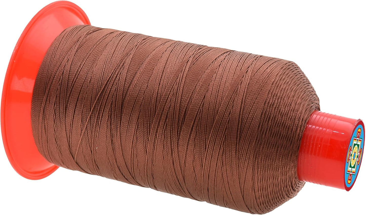 Mandala Crafts Tex 135 Bonded Nylon Thread for Sewing - 1250 YDs T135 Heavy Duty Brown Nylon Thread Upholstery Thread for Leather Jeans Weaving, T135 #138 420D/3