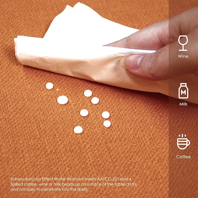 BALCONY & FALCON Rectangle Tablecloth Washable Wrinkle Resistant and Water Proof Table Cloth Decorative Linen Fabric Tablecloths for Dining Parties Kitchen Wedding and Outdoor Use (Pumpkin, 57x118)