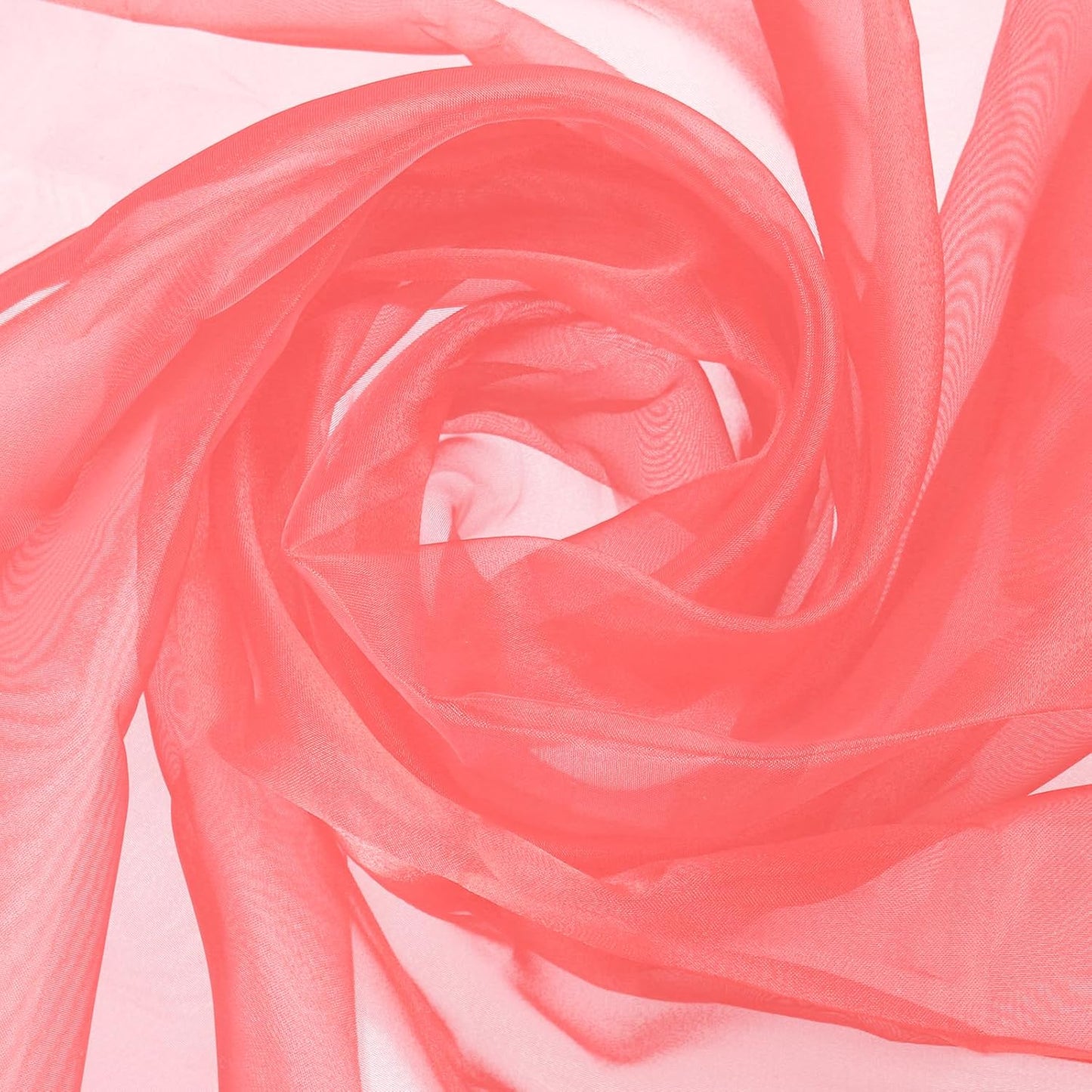 MECCANIXITY Iridescent Sheer Organza Fabric, 10 Yards x 59 Inches Solid Holographic Shiny Fabric Organza Cloth for Wedding, Curtains, Costume, Photo Background, Watermelon Red