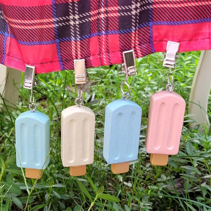 TwoFish Home Set of 4 Colorfue Ice Cream Tablecloth Clamps Handicraft TICE Cream Tablecloth Clamps Pack of 4