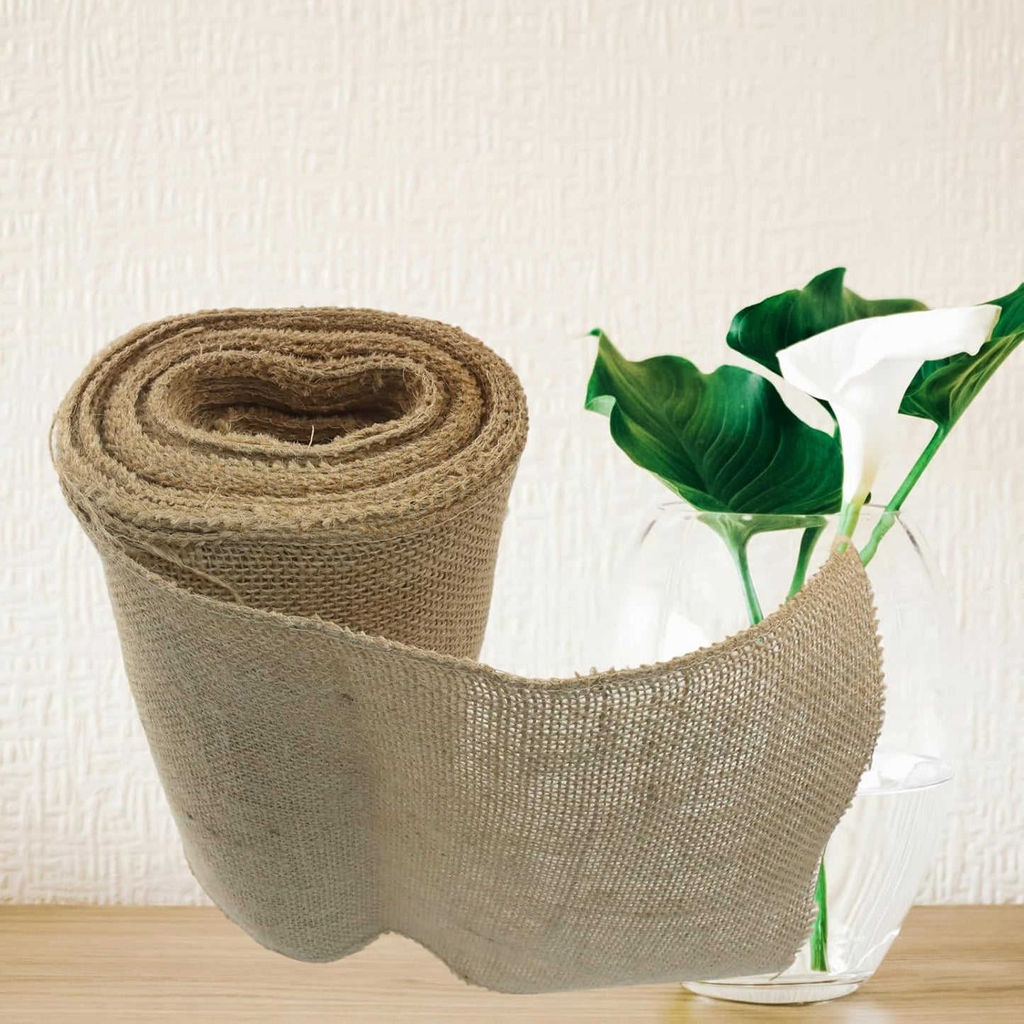 10" Wide Natural Burlap Fabric Roll - 10 Yards Jute Ribbon for Gift Wrapping, Wedding Decorations, Rustic Crafts, Wreaths & Home Decoration (25cm Wide)