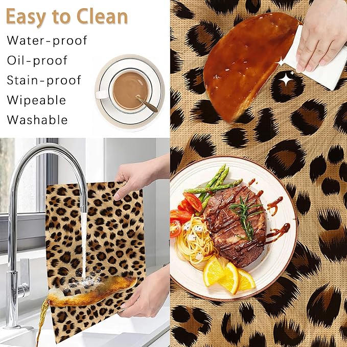 Leopard Skin Texture Placemats Set of 6, Placemats Washable Kitchen Dining Linen Table Mats Stain Heat-Resistant for Home Party Indoor 12x18 inch