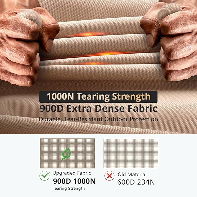 QH.HOME Fire Pit Cover Square-29-30 Inch Heavy Duty 900D Strong Tear-Resistant and UV Resistant and Waterproof and Fading Resistant Material Polyester Firepit Covers for Outdoor Fire Table-Wheat