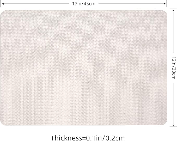 Faux Leather Placemats Set of 6 – 17x12 Inch Vinyl Table Mats, Heat Resistant, Non Slip, Wipeable & Washable, Easy to Clean Dining Table Decor for Kitchen & Dining Room （Ivory White）