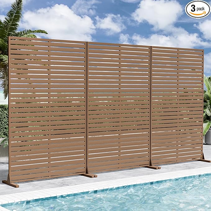 Privacy Fence Screen Outdoor Freestanding Privacy Panel, 72" H×47" W HDPE Decorative Panels with Stand, Room/Garden Divider, Outdoor Privacy Screen for Patio,Deck, Balcony, Pool