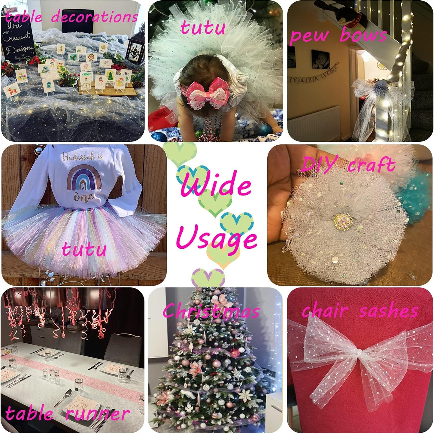 Glitter Tulle Rolls, 6' by 50 Yards (150FT) Sequin Tulle Netting Fabric for Tutu Skirts Sewing Birthday Wedding Party Decoration (Ivory)