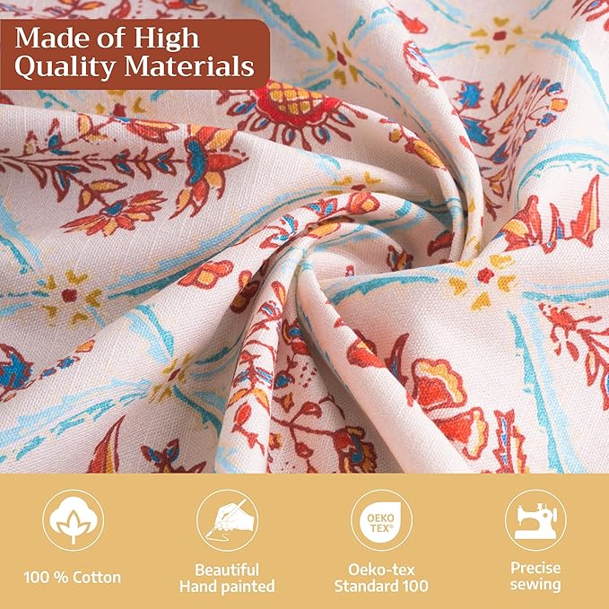 Maison d' Hermine Table Cloth Rectangle Table 100% Cotton 60 x 108 Inches Fall Tablecloth Reusable Everyday Use for Thanksgiving Christmas Decorations Dining Farmhouse Party (Romane)