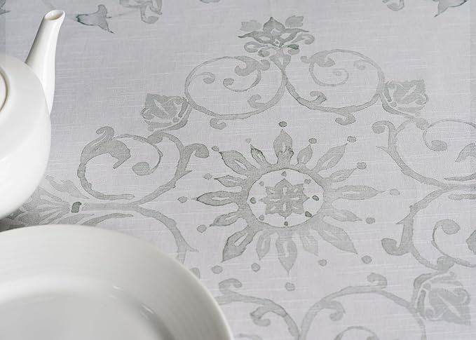 Maison d' Hermine Table Cloth Round Table 100% Cotton 69 Inches Tablecloth Reusable Decorative Everyday Use for Dining Room, Farmhouse, Home, Party, Festive & Wedding Spring Summer - Cedrat