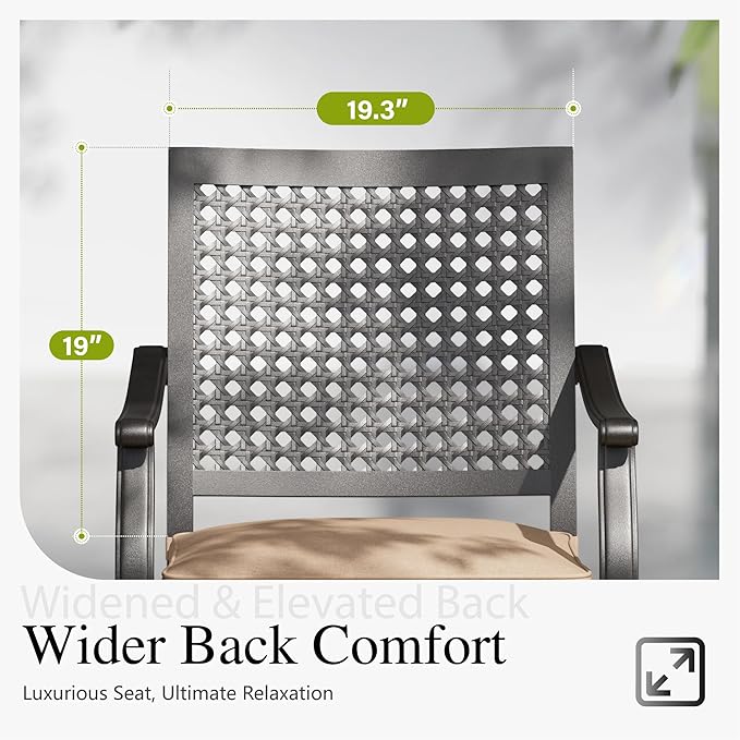 Sophia & William Patio Table and Chairs Set, Outdoor Dining Set for 4, 5 Piece Metal Patio Furniture, 37" Black Square Table(Beehive)