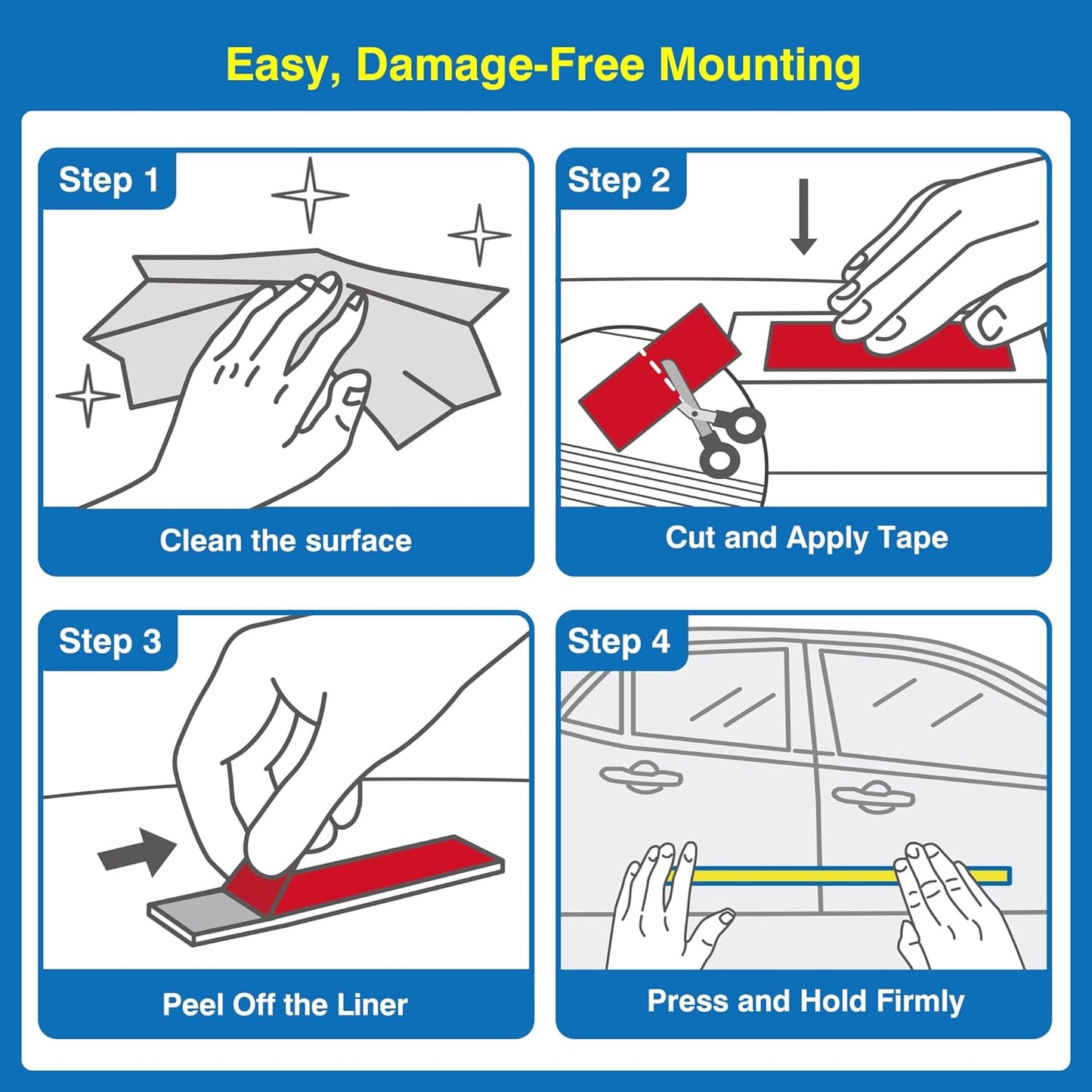 Tapsi Heavy Duty Double Sided Foam Mounting Tape – 0.4" x 36 FT Automotive-Grade Tape with Adhesion Promoters for Plastic Surfaces (0.4" x 36 ft)