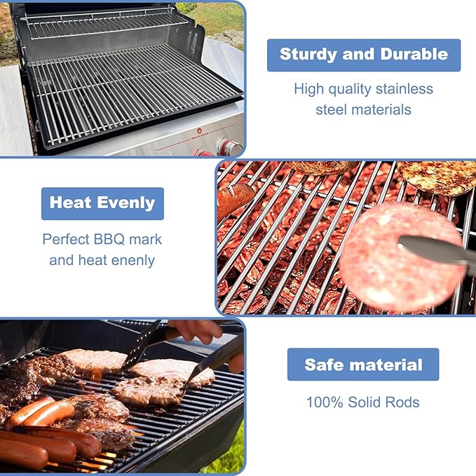 Stainless Steel Grill Grates with 66032 Flavorizer Bars for Weber Genesis II Grill Parts GS4,66095 Cooking Grates 66795 Heat Deflector Replacement Parts for Weber Genesis ii E-310 E-315 S-335