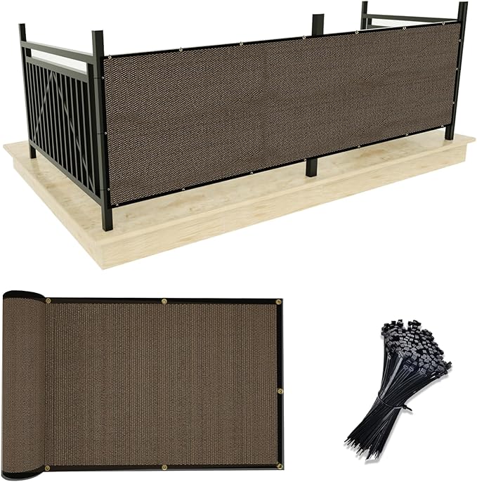 UPGRADE Privacy Screen 3' x 16' Fence Commercial Shade Cover with Brass Grommets Heavy Duty Perfect for Outdoor Back Yard, Brown, Customizable
