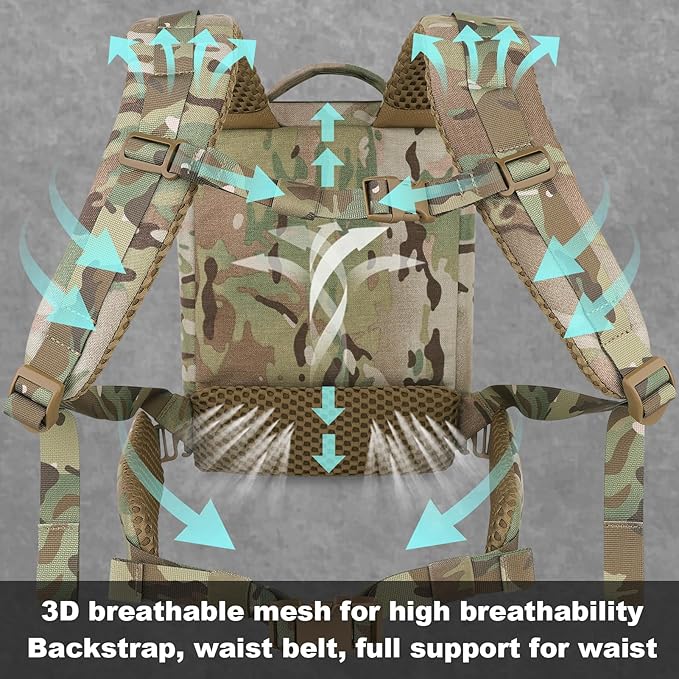 PETAC GEAR Upgraded Weighted Backpack Rucking Backpack for Weight Plates/Honeycomb Breathable fabric/Belt support/Back support platform (max 15lbs capacity) (MC)