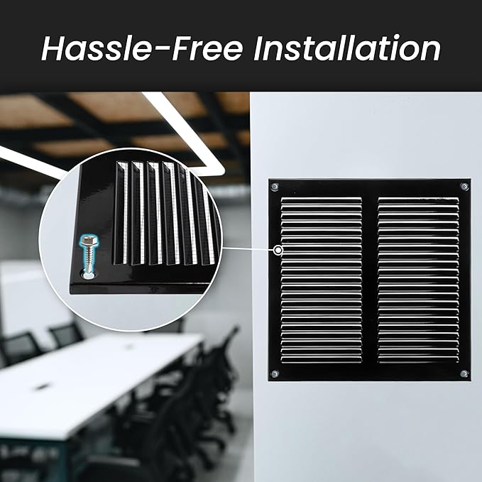 Repa Market 12x2 Inch Air Vent Cover/White Galvanized Steel Louvered Grill Cover with Mesh Screen/Wall or Ceiling Vent/Durable Flush Mount HVAC Register for Indoor and Outdoor Ventilation