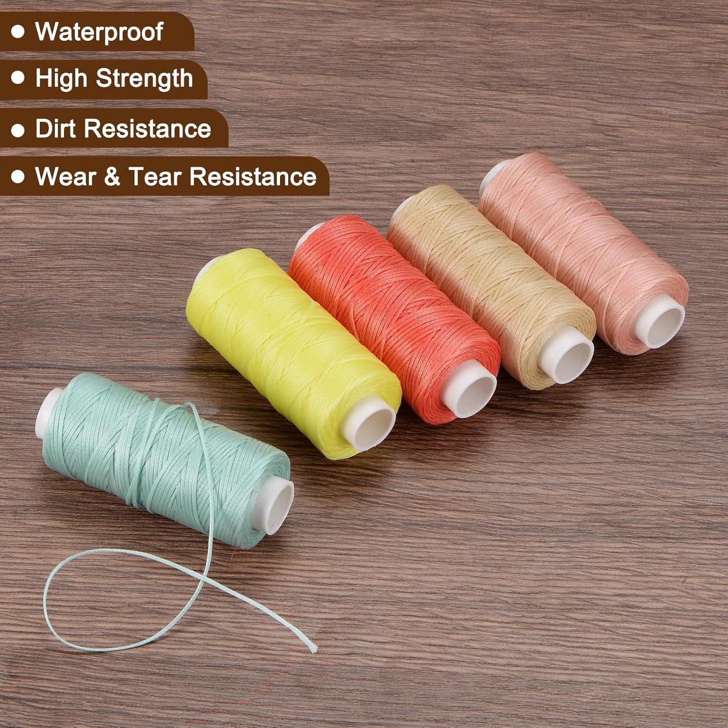 uxcell Leather Sewing Waxed Thread, 55 Yards / 50m 0.8mm 150D Flat Polyester All-Purpose Threads for Leather Crafts, Bookbinding, Dark Brown