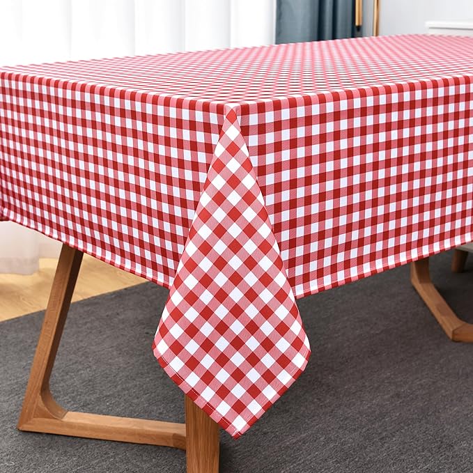 Classic Gingham Plaid Tablecloth Fabric - Rectangular 58x102 Inch Water Resistant Checked Table Cloth for Indoor/Outdoor Use - Table Cover for Kitchen, Picnics, Gardens, and Parties