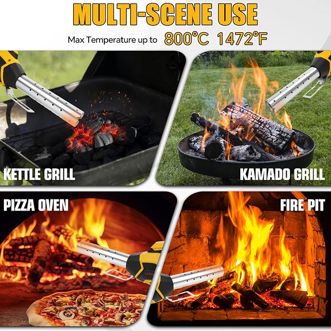 Cordless Fire Starter Compatible with Dewalt 20V Max Battery, 400W Electric Fire Starter 1472℉ in 60S, Charcoal Lighter with Air Blower for Charcoal, BBQ, Grill, Wood(Tool Only)