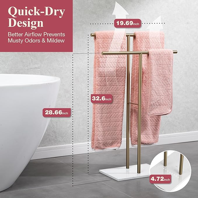 Towel Stand – Freestanding Towel Rack for Bedroom & Bathroom, Heavy-Duty Towel Drying Rack with Sturdy Base, Stylish Modern Free Standing for Spa & Home 1.6'x2.7'x0.7'