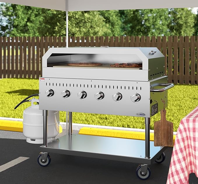 48 in. Commercial Outdoor Propane Gas Grill With Pizza Oven, ETL Listed in Stainless-Steel (CGKIT4-48P)
