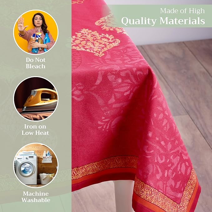 Maison d' Hermine Table Cloth Rectangle Table 100% Cotton 70 x 90 Inches Fall Tablecloth Reusable Everyday Use for Thanksgiving Christmas Decorations Dining Farmhouse Party (Versailles)