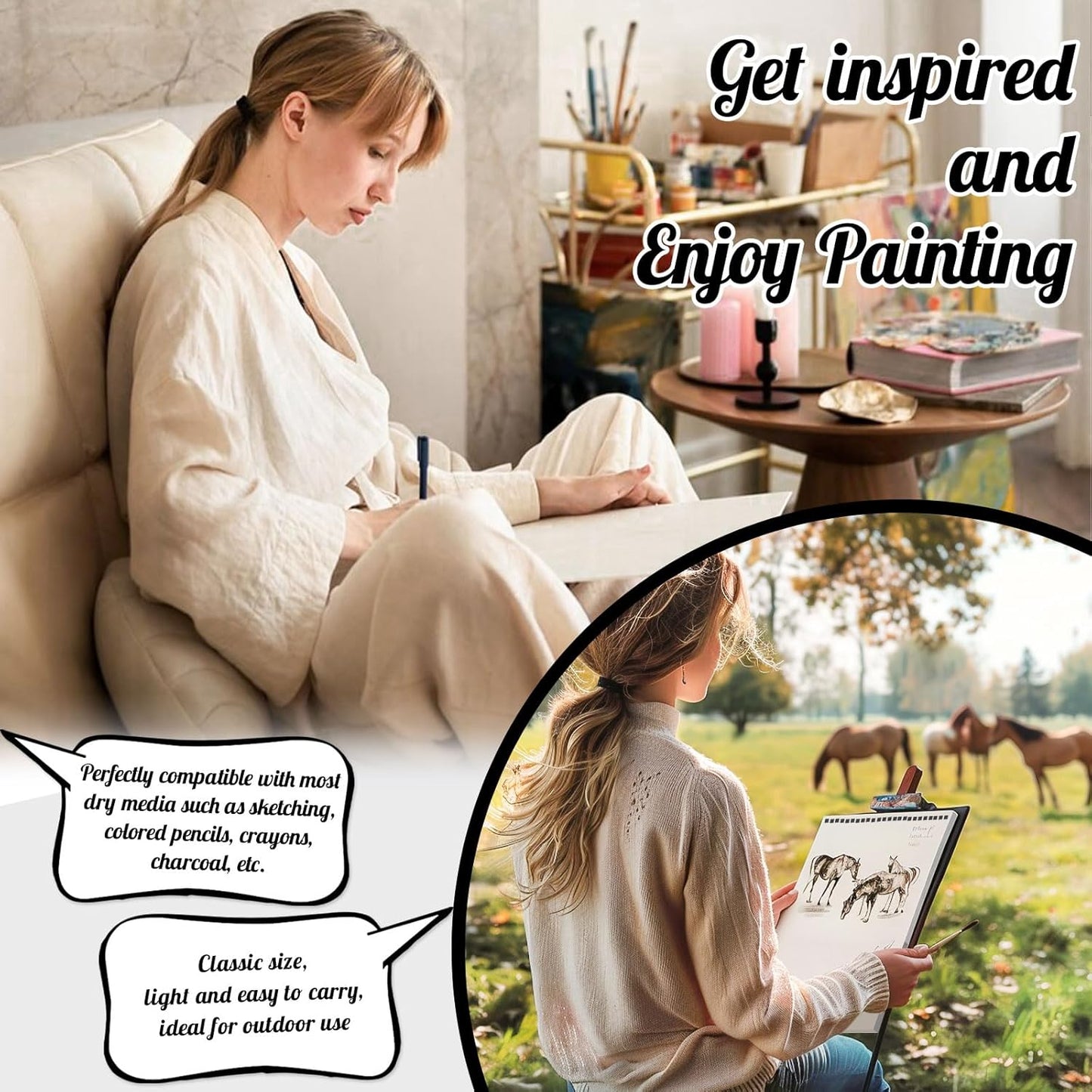 12 Pack Sketch Book, 8.5 x 11Inch Sketchbook, 68lb/100gsm Top Spiral Bound Sketch Pad, Acid Free Art Supplies Drawing Painting Sketching Paper for Teens Adults Artists (30 Sheets Each)