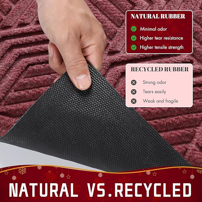 Yimobra Large Door Mat 47x32, All-Season Waterproof Outdoor Mats for Front Door Entrance with Drainage Holes, Heavy Duty Non-Slip Doormat for Garage Patio Entryway Indoor, Red