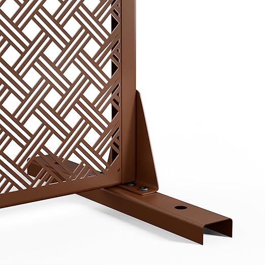 Casaphoria 72" H x 47" W Metal Outdoor Privacy Screen, Freestanding Decorative Divider for Patio, Deck, Balcony, and Garden with Stable Base, Brown-Jason