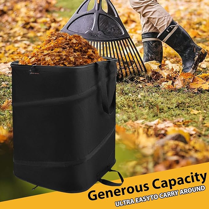 YUDI & GARDEN 46 Gallon Square Collapsible Yard Waste Bin, Collapsible Trash Can, Camping Trash Can - for Collecting Weeds or Leaf or Yard and Party Waste
