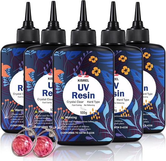 KISREL UV Resin 500g - Upgraded UV Resin Kit, Hard Type Crystal Clear Ultraviolet Curing UV Epoxy Resin for Craft Jewelry Makin