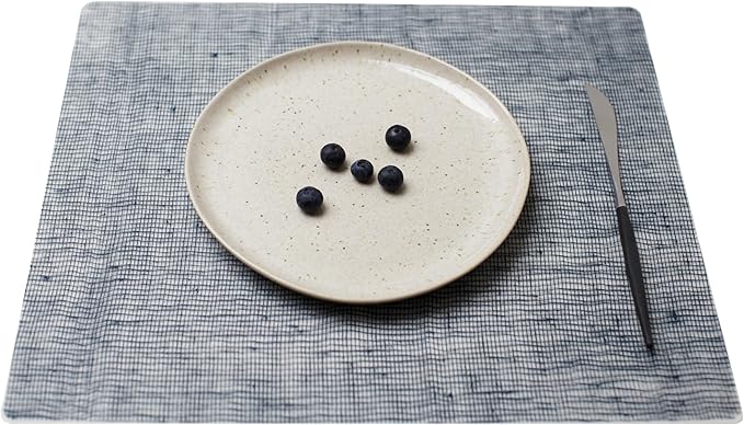 Modern Twist Placemat 100% Food-Grade Silicone, Waterproof and Reusable, Linen - Denim