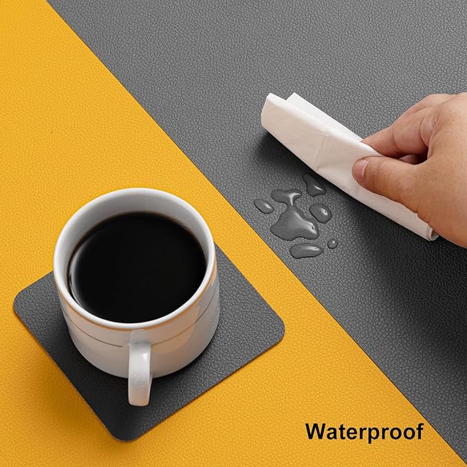 Myir JUN Table Runner Double Sided Vinyl Runner Table 72 Inch Long Runner for Table Washable Waterproof Non-Slip for Home Decorations Gray Yellow,12 x 72 inch