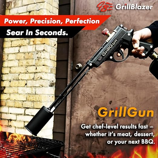 Grillblazer GrillGun Handheld Propane Charcoal Torch – 400,000+ BTU Flame Torch for Instant Charcoal Ignition, Outdoor Cooking, Firepits, Camping, BBQ – Portable High-Power Blowtorch With Stand