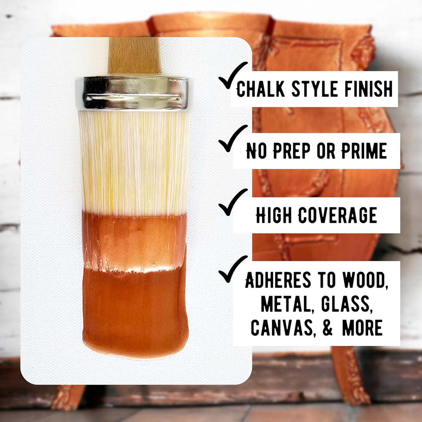 Daydream Apothecary Premium Chalk Style Paint for Furniture, Home Décor, Wood, DIY Interior Projects, Quick Dry, No Prep or Prime Needed, Matte Copper - 8oz