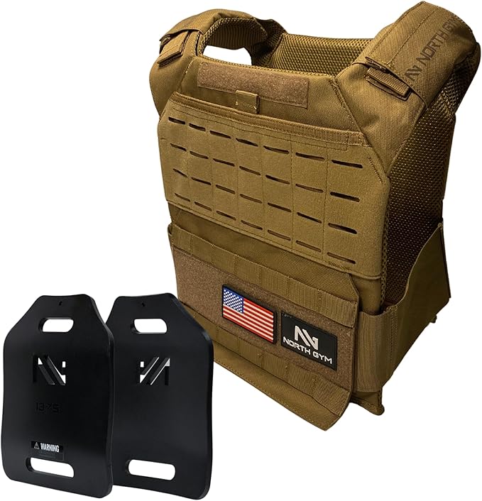 Northgym Adjustable Weighted Vest/Incl. 3D Weight Plates in 14lbs / 20lbs/ 30lbs/ 42.5lbs - Optimized Weight Distribution and with Curved Plates for Running, Functional Training and Working Out