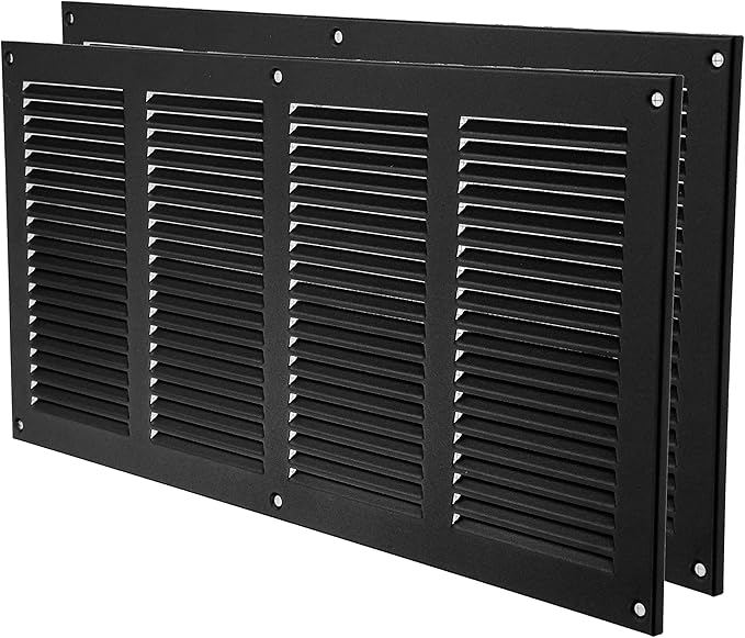 Vent Systems 16" x 8" Inch (Overall Dimensions) Pack of 2 - Anthracite - Air Vent Cover Metal Air Return Grill with Built-in Pest Guard Screen HVAC Vent Duct Cover for Home Improvement