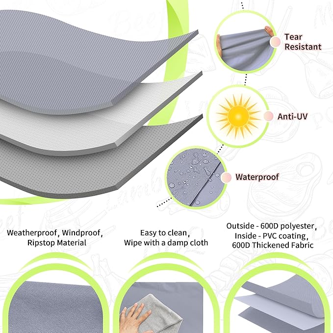 NEXCOVER Barbecue Gas Grill Cover - 50 Inch Waterproof BBQ Cover, Outdoor Heavy Duty Grill Cover, Fade & Weather Resistant Upgraded Material, Barbecue Cover for Weber, Brinkmann, Char Broil, Holland.