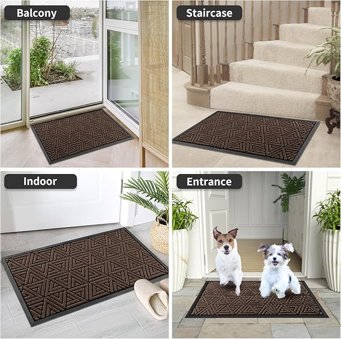 Yimobra Large Door Mat 36x24, All-Weather Waterproof Non-Slip Welcome Matt Outdoor, Heavy Duty Non Slip Doormat for Entryway for Patio and Garage Indoor, Easy Clean, Brown