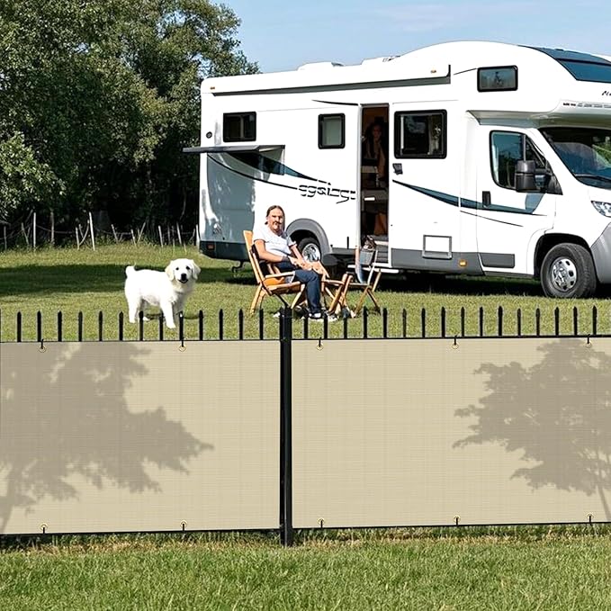 2.5' x 267' Balcony Privacy Screen Fence Cover with Zip Ties Grommets for Apartment Patio Porch Deck Backyard Outdoor (Beige)
