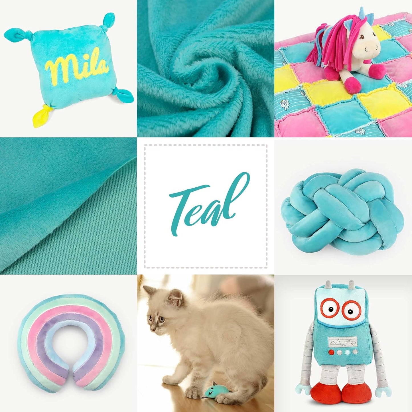 kullaloo Plush Fabric | Solid Teal Minky Fabric for Sewing | Super Soft Cuddle Material | 39.5x29.5 | Plushies, Baby Blankets, Pillows, Dog Beds, Cat Beds, Beanies, Baby Accessories, Apparel & More