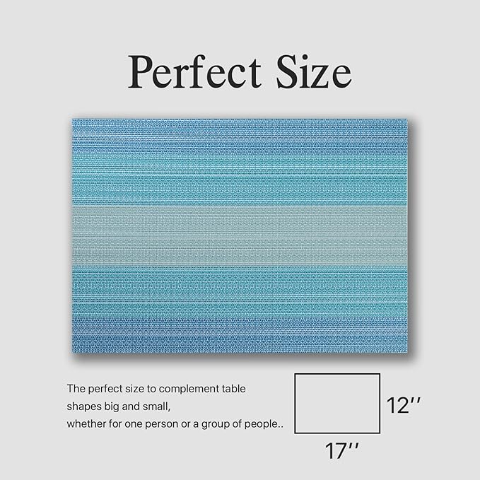 Placemats Set of 12 - Easy Clean Woven Vinyl Placemats for Dining Table, Indoor/Outdoor Place Mats, Washable PVC Table Mats（Ocean Geode）