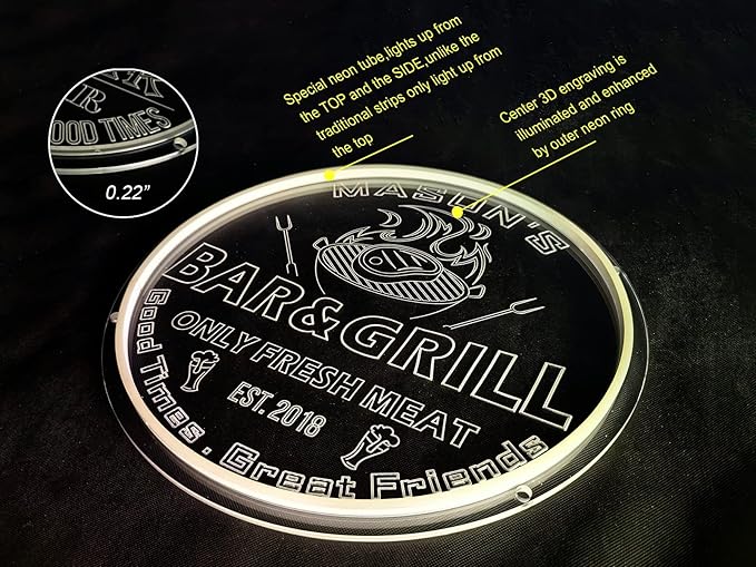 Personalized Bar Grill Neon Signs,Custom Bar BBQ Grill LED Sign, Barbeque Dad's BBQ Grilling Light Up Sign for Backyard,Garden Yard,Porch, Deck, Patio Decor, Housewarming Gift