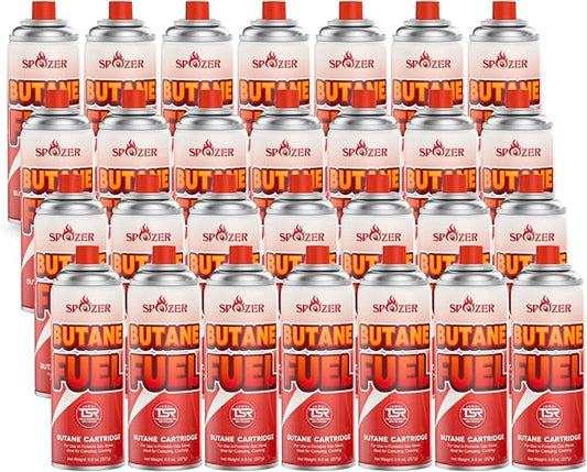 Butane Refill Canisters 227g (8oz) Premium Butane Fuel for Camping Stoves & Kitchen Torches – Portable Gas Canisters for Outdoor Cooking, Grilling, and Picnics – Camping Stove Fuel