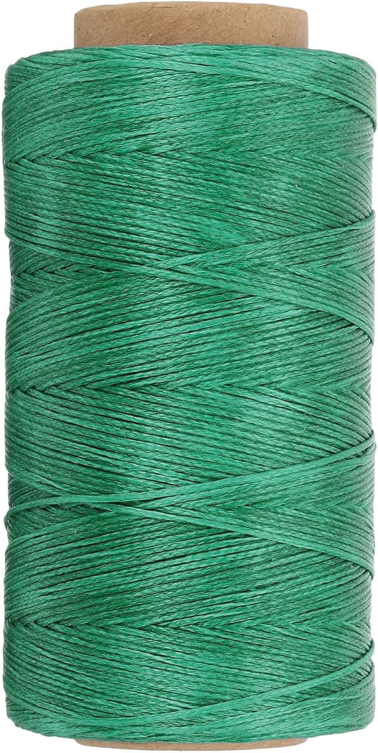 PATIKIL 284 Yard Flat Waxed Thread 150D 1mm Leather Sewing Cord for Repairing Shoes Bags Wallets Jewelry Making DIY Leather Craft, Peacock Green