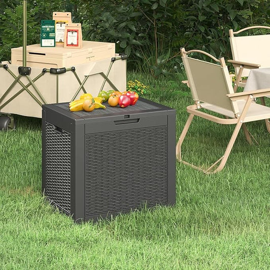 NUNU LAB 35 Gallon Outdoor Storage Box, Indoor Outside Deck Boxes Waterproof,Storage Bench Lockable Lid,Backyard Storage Bin For Package Delivery,Pool Accessories,Patio Cushions,Garden Tools