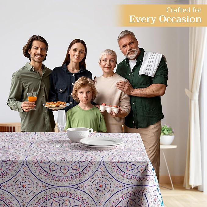Maison d' Hermine Table Cloth Rectangle Table 100% Cotton 60 x 120 Inches Tablecloth Reusable Decorative Everyday Use for Dining Room, Farmhouse, Home, Party, Festive & Wedding Spring Summer - Mandala