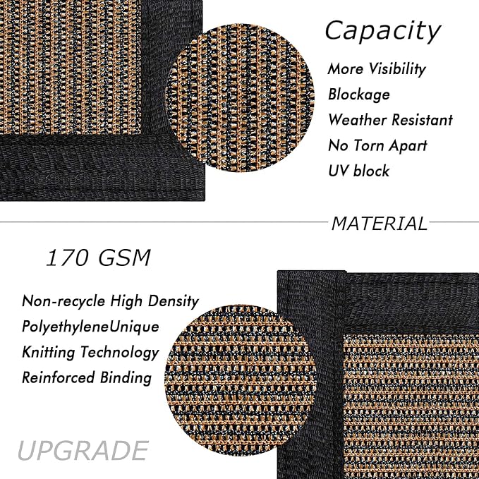 UPGRADE Privacy Fence Screen 3'x90' Brown Outdoor 90% Visibility Blockage 170 GSM Mesh Shade Cover Panels for Backyard,Balcony,Home Decoration with Zip Ties,Customized Avaliable
