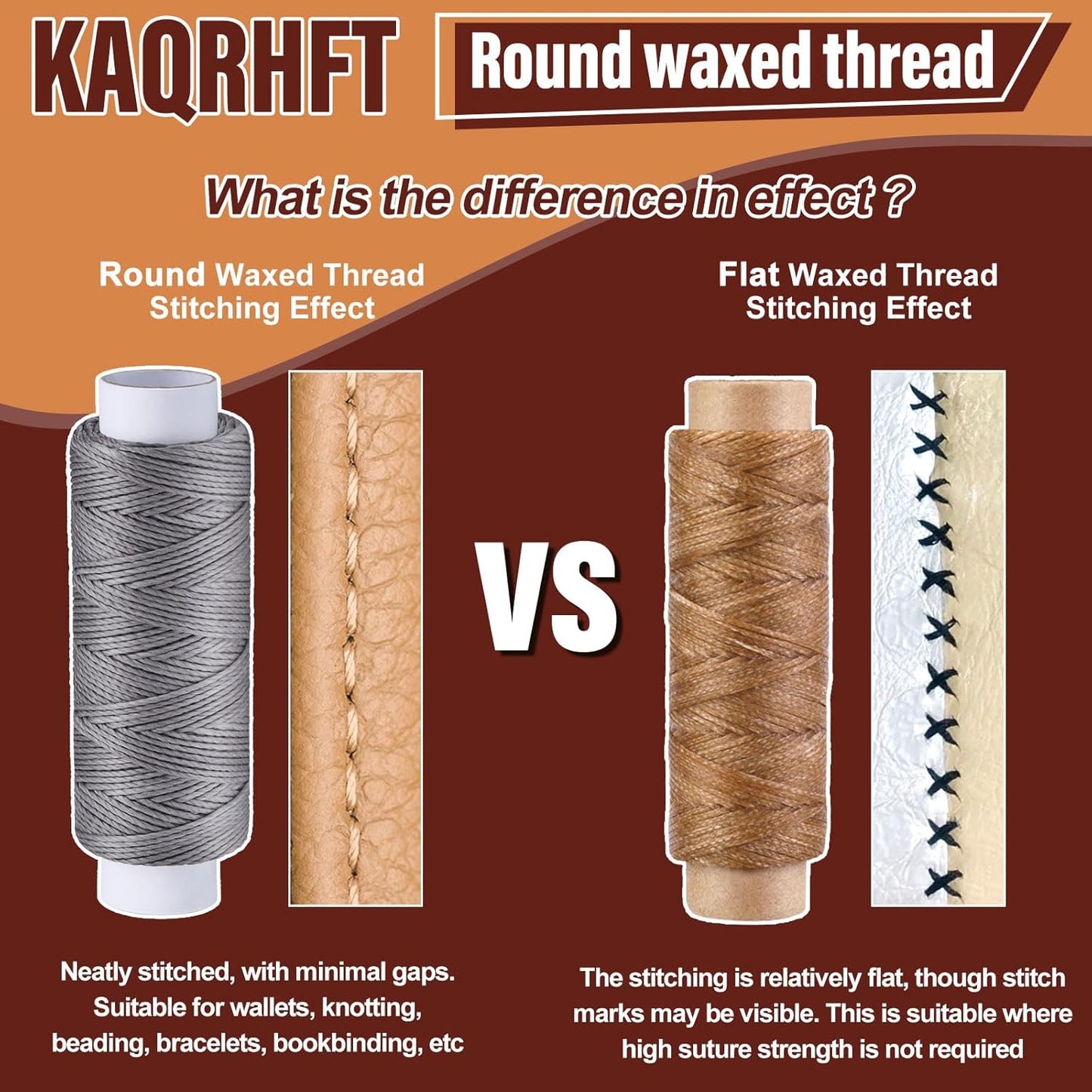 0.8 mm 54 Yards Round Waxed Thread for Leather Sewing, Leather Thread Wax String for Sewing, Stitching, Bookbinding, Bracelet, Braiding (Light Grey)