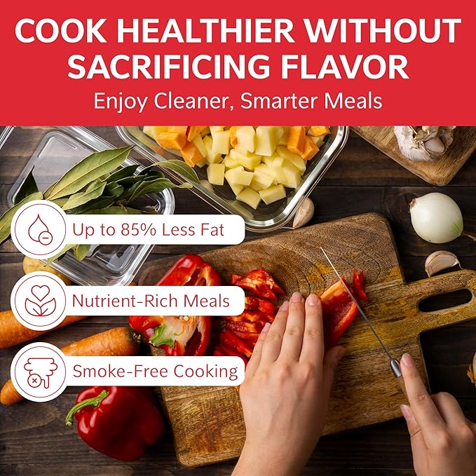 Foodgenie Gourmax Pro One Cooking Device - All-in-One Oven, Smokeless Grill, Air Fryer, Griddle, Cooker & More – 16 Preset Functions, Smart Temperature Control, Dual Surface, Dishwasher Safe, 1500W