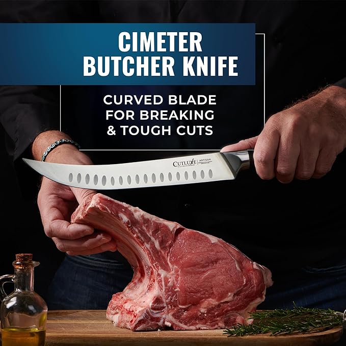 Cutluxe Butcher Knife Set – BBQ Brisket, Breaking, Boning & Fillet knives - Carving Knife Set for Meat Cutting, Ultra Sharp German Steel, Full Tang, Ergonomic Handles – Artisan Series