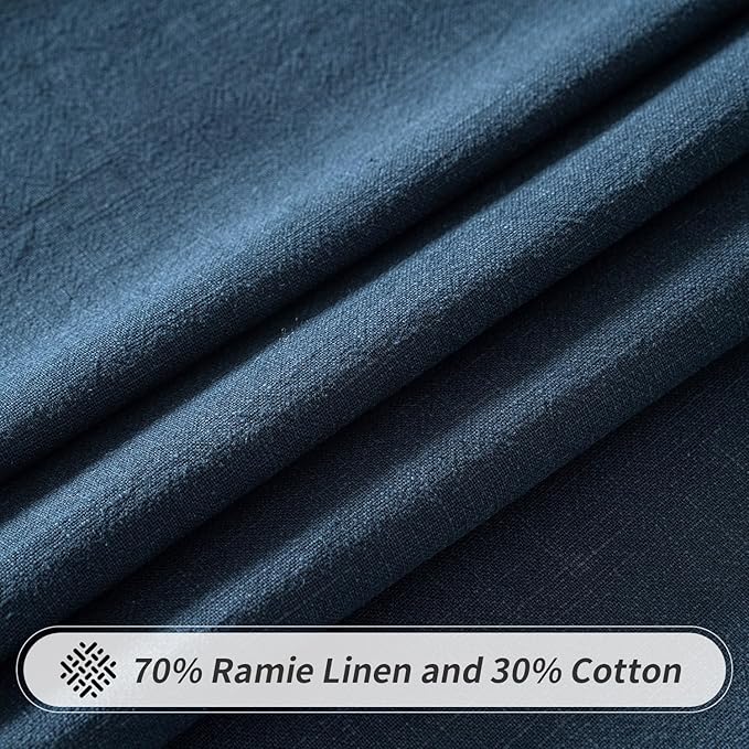 MIULEE Linen Cotton Blend Tablecloth Rectangle, Luxury Waterproof Stain Resistant Durable Farmhouse Oblong Table Cloth for Dining Party Christmas Weddings Birthday, 52 x 70 inch, Navy Blue